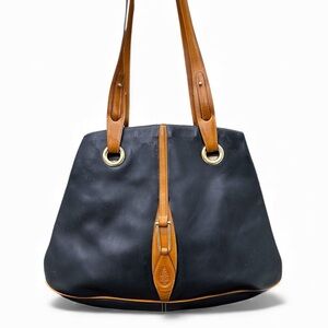 Vintage Mark Cross Black Leather Shoulder Tote | Made in Italy